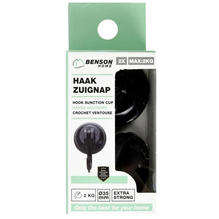 Benson Zuignaphaken - Ø 35 mm - Zwart - 2-delig - Max. 2 kg