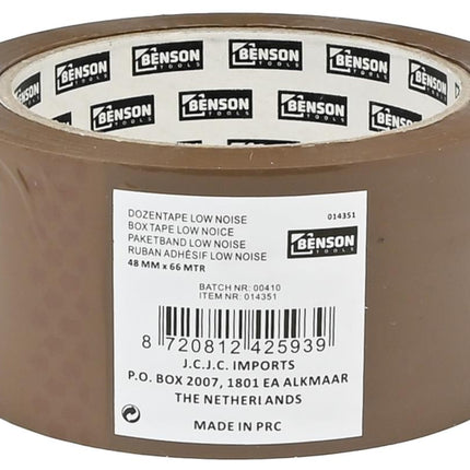 Benson Bruine Dozentape 48 mm x 66 m - Low Noise - Stevige Hechting