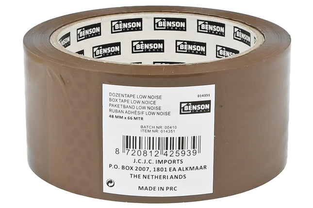 Benson Bruine Dozentape 48 mm x 66 m - Low Noise - Stevige Hechting
