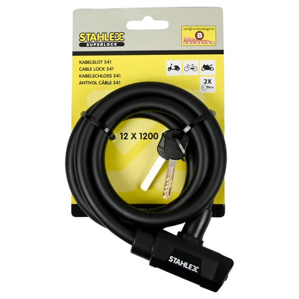 Stahlex Kabelslot 541 - Ø 12 mm x 1200 mm - Zwart Matte Finish