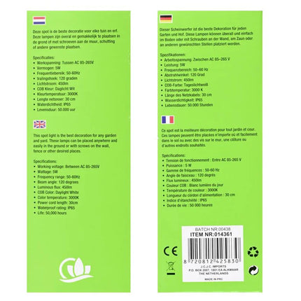 Benson Energiezuinige LED Tuinspot – 5W – Daglicht Wit – IP65