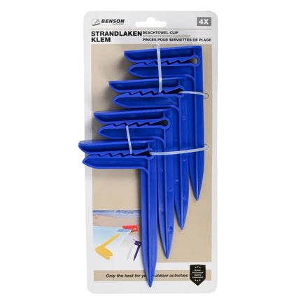Benson Strandlakenklemmen Set 4-delig - 15 cm - Windbestendig - Voor Ligbed & Strandstoel