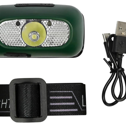 Hofftech Oplaadbare Hoofdlamp met Sensor - 3W - Groen - Handsfree