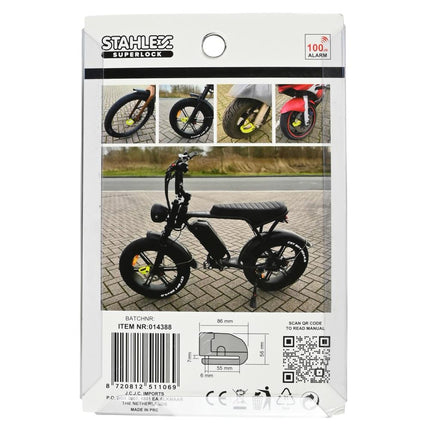 Stahlex Schijfremslot met Alarm - 7.0 mm - Geel - Anti-diefstal