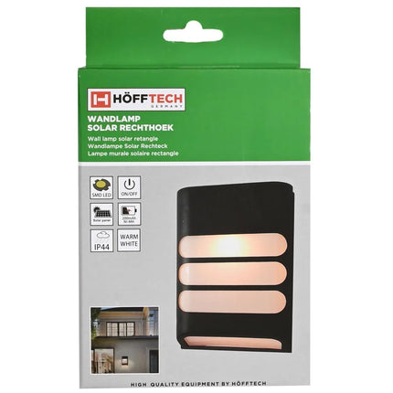 Hofftech Solar Wandlamp Rechthoek – Warm Wit Licht – 15,8 cm