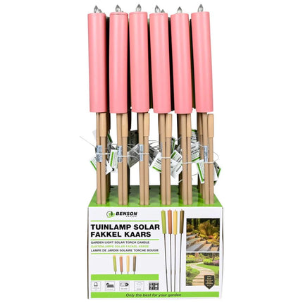 Benson Solar Tuinfakkel Kaars – 97.5 cm – Kleurrijke Mix – Geel Licht