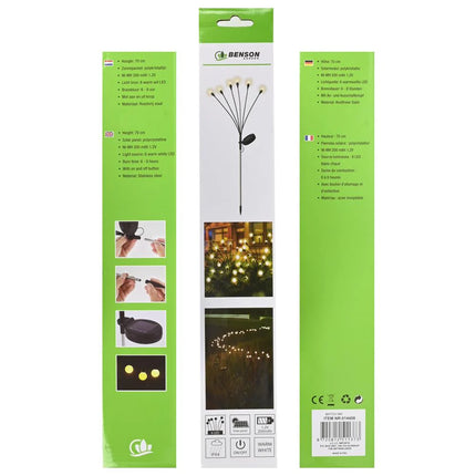 Benson Solar Tuinlamp – 6 LED Bollen – 70 cm – Flexibel & RVS