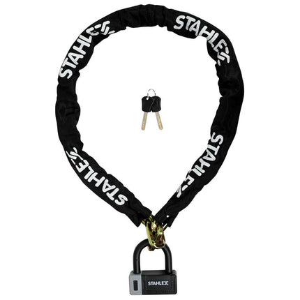 Stahlex FortiLock Ketting en Hangslot - 10 mm x 1400 mm - Gehard Staal - Zwart