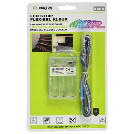 Benson Flexibele LED Strip RGB – 2 Meter – Batterijvoeding – 3M Plakstrip