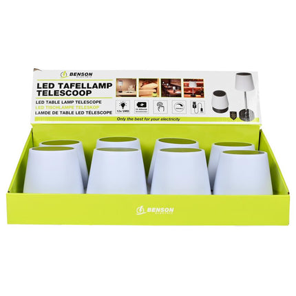 Benson Luxe LED Tafellamp – Telescoopontwerp – Touch Bediening – USB-C Oplaadbaar – 120 Lumen