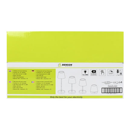 Benson Luxe LED Tafellamp – Telescoopontwerp – Touch Bediening – USB-C Oplaadbaar – 120 Lumen