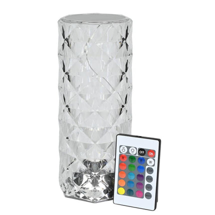 Benson Luxe Kristallen Tafellamp – 21 cm – RGB Kleuren – Met Afstandsbediening – USB-C Oplaadbaar