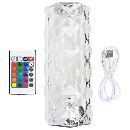 Benson Luxe Kristallen Tafellamp – 21 cm – RGB Kleuren – Met Afstandsbediening – USB-C Oplaadbaar