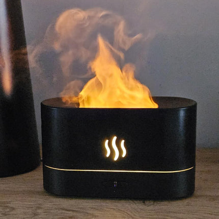 Benson LED Luchtbevochtiger met Flame Effect - 180 ml - USB-C - Zwart