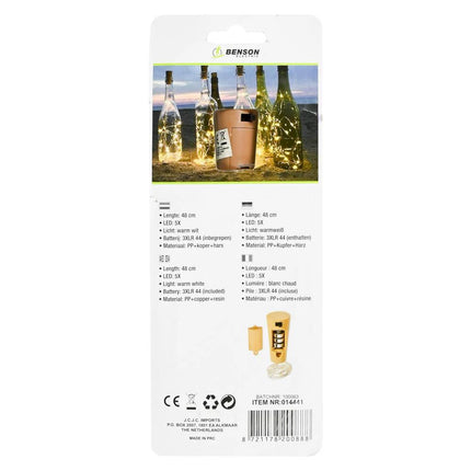 Benson LED Flesverlichting – 48 cm – Warm Wit – Inclusief Batterijen