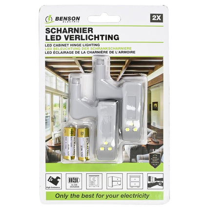 Benson Automatische LED Kastverlichting – 2 Stuks – Voor Scharnier Montage – Inclusief Batterijen
