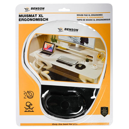 Benson Ergonomische Muismat XL - 20 x 24 cm - Antislip - Zwart