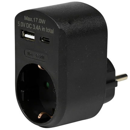 Benson Stopcontact met USB-A en USB-C - Zwart - Modern en Efficiënt - 16A