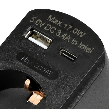 Benson Stopcontact met USB-A en USB-C - Zwart - Modern en Efficiënt - 16A