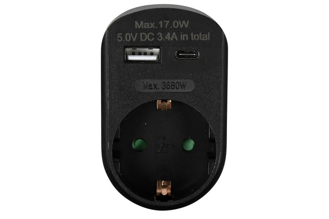 Benson Stopcontact met USB-A en USB-C - Zwart - Modern en Efficiënt - 16A