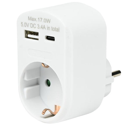 Benson Stopcontact met USB-A en USB-C - Snel Opladen - Wit - 16A