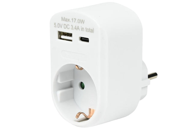 Benson Stopcontact met USB-A en USB-C - Snel Opladen - Wit - 16A