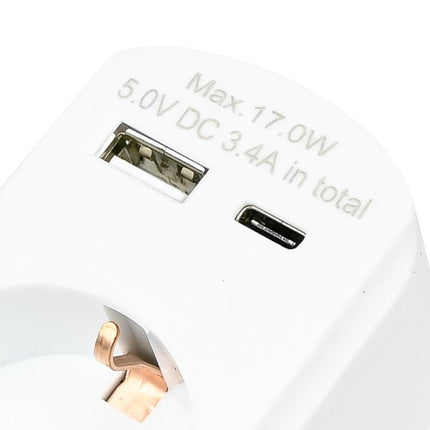 Benson Stopcontact met USB-A en USB-C - Snel Opladen - Wit - 16A