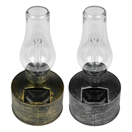 Benson Solar LED Olielamp – Realistisch Flame Effect – Goud & Zilver – 21 cm – IP44