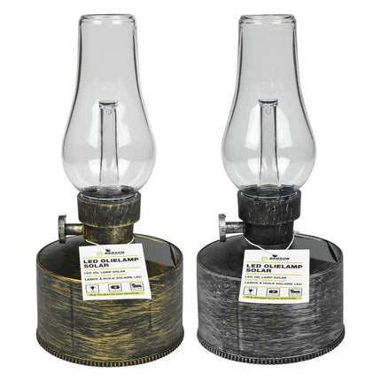 Benson Solar LED Olielamp – Realistisch Flame Effect – Goud & Zilver – 21 cm – IP44