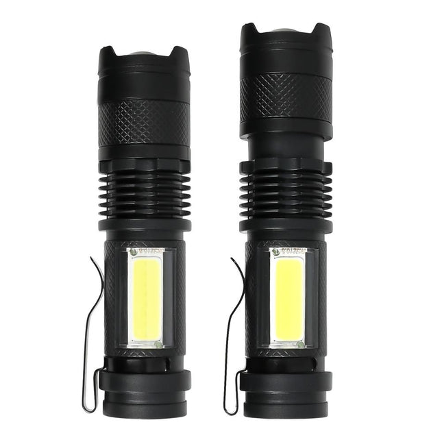 Hofftech Oplaadbare Zaklampenset – 2 stuks – 3W LED + COB Zijlicht – USB-C