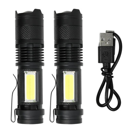 Hofftech Oplaadbare Zaklampenset – 2 stuks – 3W LED + COB Zijlicht – USB-C