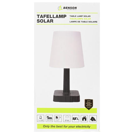 Benson Solar Tafellamp – 23 cm – Warm LED Licht – IP44 Spatwaterdicht – Antraciet