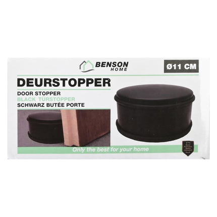 Benson Luxe Deurstopper Zwart - Ø11 cm - 1.1 kg - RVS met Rubberen Ringen
