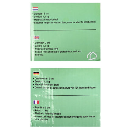 Benson Deurstopper Zwaar Model – Mat Zwart – Ø 9 cm – 1,1 kg – Met Rubberen Beschermringen