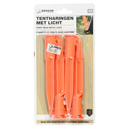 Benson Tentharingen met LED-verlichting - 4 stuks - Oranje - Inclusief Batterijen