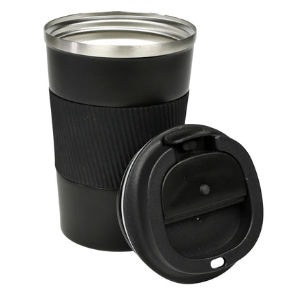 Benson Dubbelwandige Reisbeker RVS – 380 ml – Anti-lek & Siliconen Grip