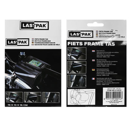 Lastpak Fiets Frametas - Met Telefoonvak - 19 x 13 x 16 cm - Reflecterend - Zwart