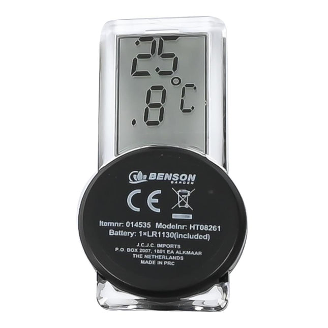 Benson Digitale Buitenthermometer met Zuignap - Compact - Zwart
