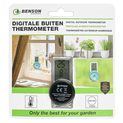 Benson Digitale Buitenthermometer met Zuignap - Compact - Zwart