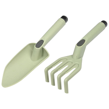 Benson Kunststof Tuingereedschap Set - 2-Delig - Hark & Schep - Groen