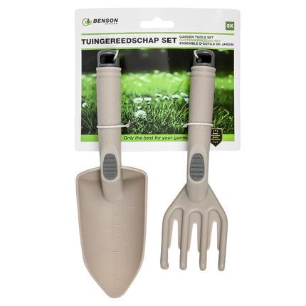 Benson Kunststof Tuingereedschap Set – 2-Delig – Beige – Met Maatvoering