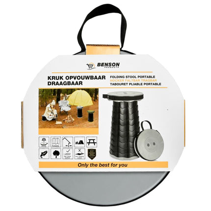 Benson Opvouwbare Telescopische Kruk - Verstelbaar - ABS - Grijs - 6-46 cm