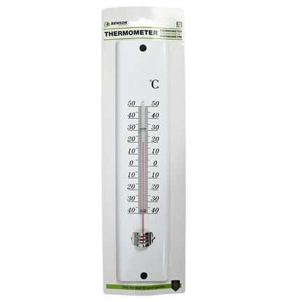 Benson Metalen Thermometer - Wit - 30 cm - Voor Binnen & Buiten