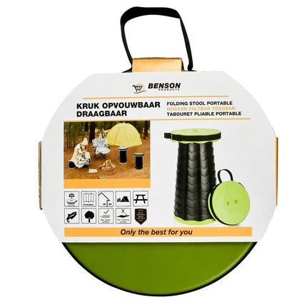Benson Opvouwbare Kruk - Verstelbaar (6-46 cm) - Groen - Draagbaar