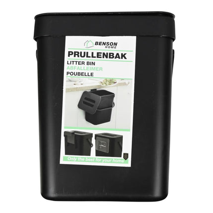 Benson Compacte Prullenbak - 3 Liter - Zwart - Ruimtebesparend - 16 x 13 x 20,5 cm