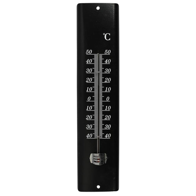 Benson Metalen Thermometer - Zwart - 30 cm - Voor Binnen & Buiten