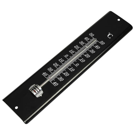 Benson Metalen Thermometer - Zwart - 30 cm - Voor Binnen & Buiten