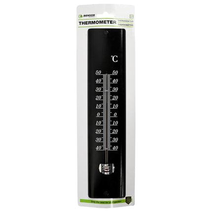 Benson Metalen Thermometer - Zwart - 30 cm - Voor Binnen & Buiten