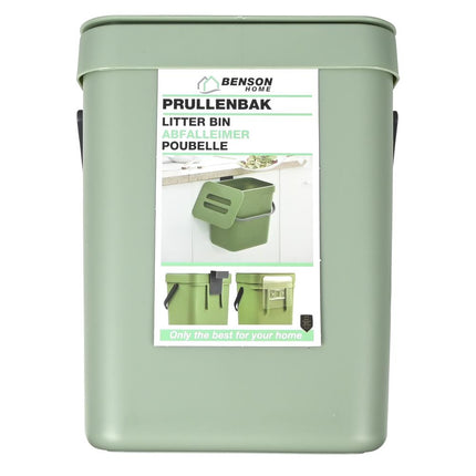 Benson Compacte Prullenbak - 3 Liter - Groen - Lichtgewicht - 16 x 13 x 20,5 cm