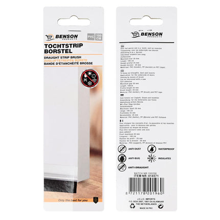 Benson Deur-Tochtstrip Borstel Transparant 100 cm - Zelfklevend - Inkortbaar